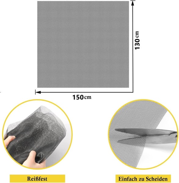 RESCH Guard`n`Care Fliegengitter Fenster ohne Bohren, Insektenschutz Fenster mit Rahmen 130x150 cm, Insektenschutz Vorhang - Insektennetz Dachfenster Anti Mücken, Fliegen