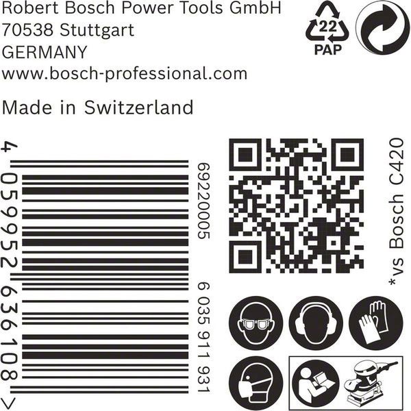 Robert Bosch Power Tools GmbH Firmeninformationen, Barcode, QR-Code und Sicherheitssymbole