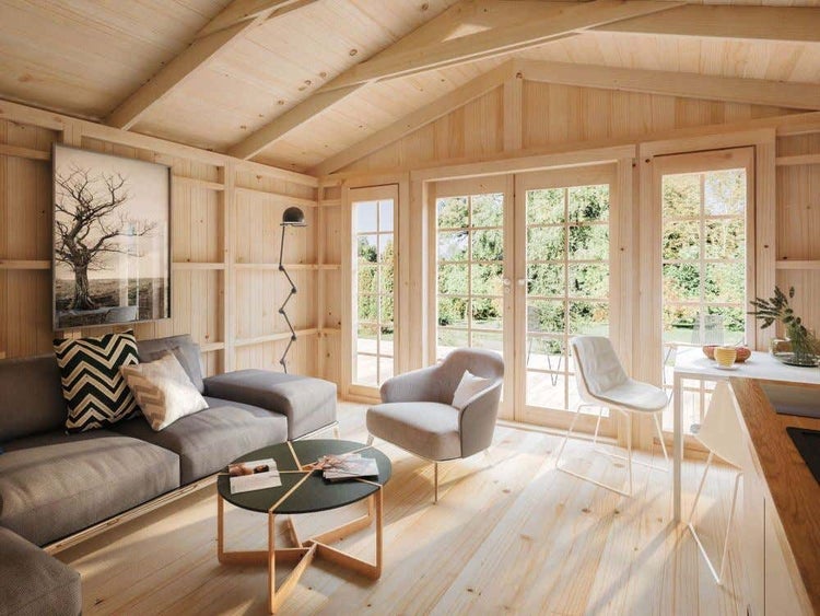 Alpholz Schwedenhaus Julia Gartenhaus aus Holz, Holzhaus mit 70 mm Wandstärke Blockbohlenhaus, Naturbelassen