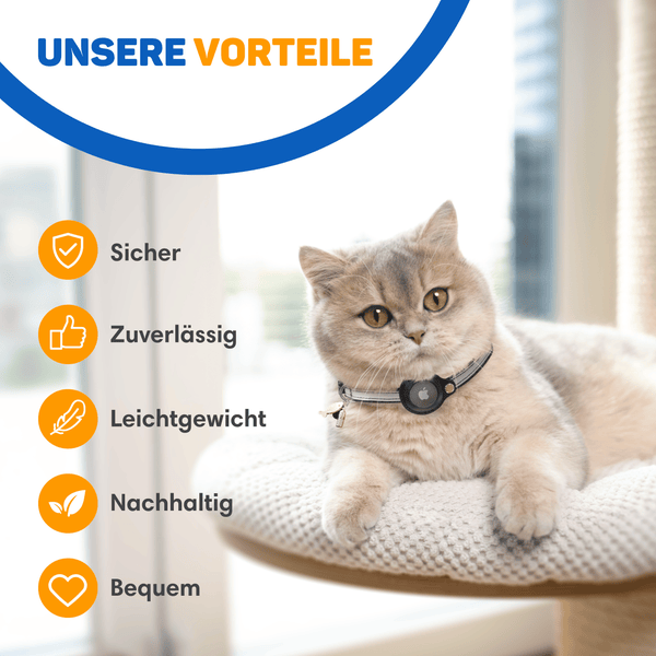 Vulpes Goods Katze Halsband - Apple Airtag Halsband für Katze - Kratzerfest und wasserdicht - Mit 3 Zubehör - 19-26 CM - XS