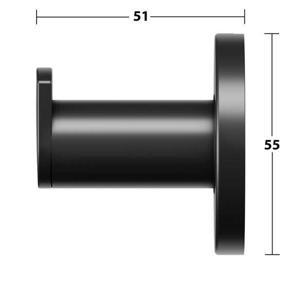 Wandhaken mit Maßangaben in Millimeter in Seitenansicht
