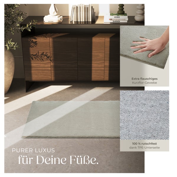 Kurzflorteppich tectake rutschfeste Unterseite verschiedene Größen und Farben 80 x 150 cm