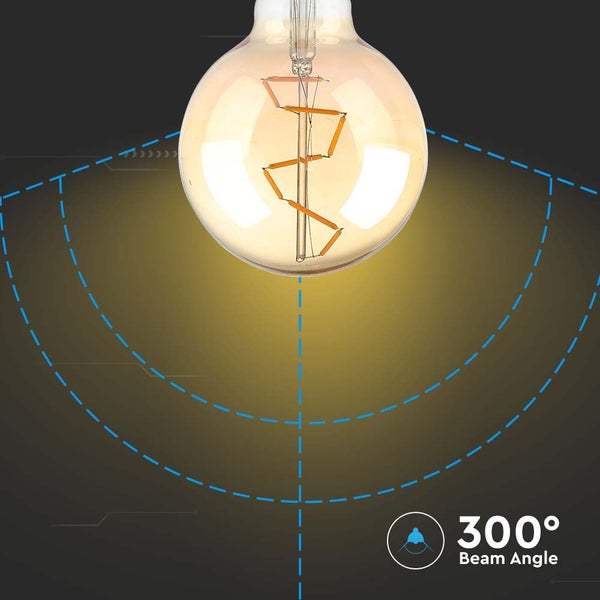 V-TAC VT-2024-N - LED-Lampen - G95 Globe E27 - IP20 - Bernstein - 4 Watt - 350 Lumen - 2200K -