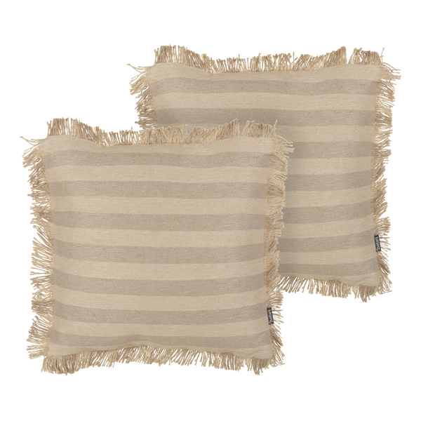 Dekokissen 2er Set CIRSIUM Jute 45 x 45 cm Beige Streifenmuster