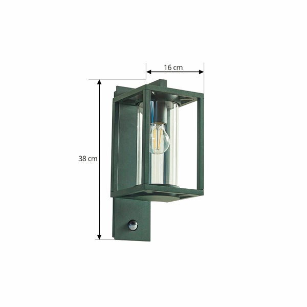 Lucande Wandleuchte außen Ferda (spritzwassergeschützt (Modern) in Grün aus Aluminium (1 flammig, E27) - Außenwandleuchten Wandlampe Led Außenlampe Outdoor für Außenwand/Hauswand Haus