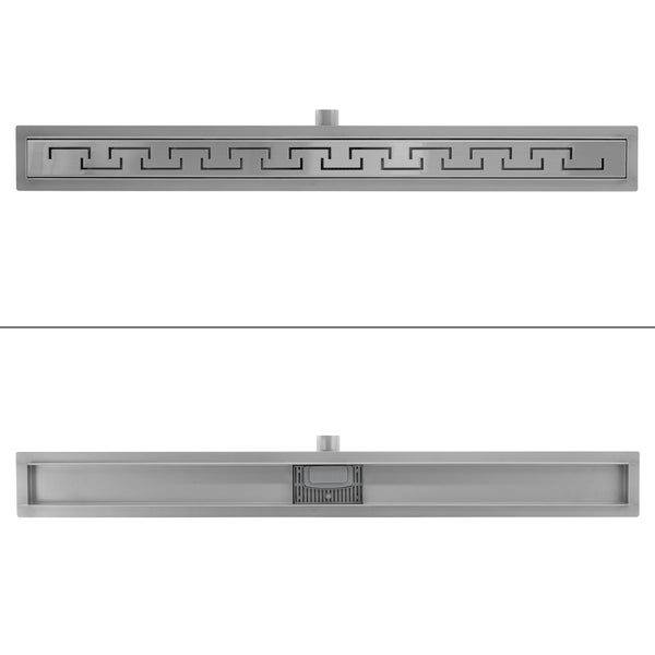 ML-Design Duschrinne 90cm, geschlitzt, extra flach, Edelstahl Bodenablauf Komplettset mit Bodenbefestigung, Duschablauf, selbstreinigender Siphon mit Geruchsstop, Haarsieb, Ablaufrinne für Badezimmer