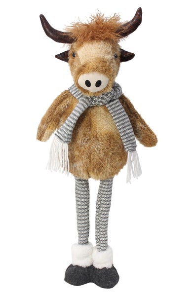 Dekofigur Stofftier Bulle mit Schal