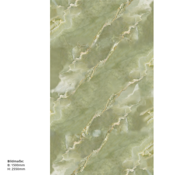 Marmoris Onyx Viridis, 150x255cm, fugenlose Wandpaneele aus Alu-Verbund 3mm, Duschrückwand
