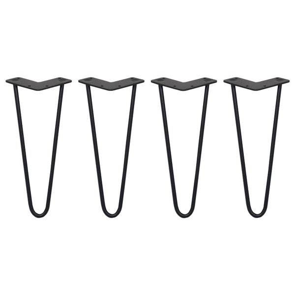 4 x 30.5cm Hairpin Tischbeine 2 Streben - 10mm - Schwarz