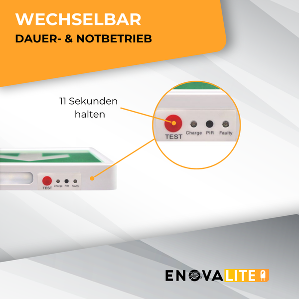 ENOVALITE LED Fluchtwegleuchte Wandmontage Notleuchte mit Anti Panik Licht TEST Funktion und Notstromeinheit