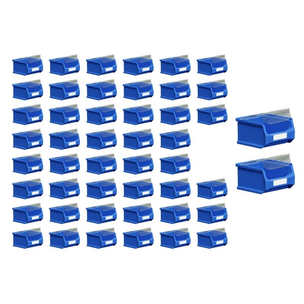 PROREGAL SuperSparSet 48 x Blaue Sichtlagerbox 1.0 Mit Abdeckung HxBxT 6 x 10 x 10 cm 0,4 Liter Sichtlagerbehälter Sichtlagerkasten