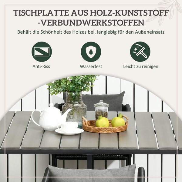 Outsunny 5-tlg. Polyrattan Gartenmöbel Set Essgruppe Gartensitzgruppe Esstisch mit 4 Stühlen Balkonmöbel Set für Terrasse, Balkon Grau