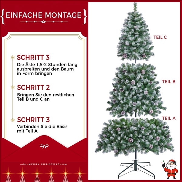 Yaheetech 228 cm künstlicher Weihnachtsbaum mit Schnee , Grün