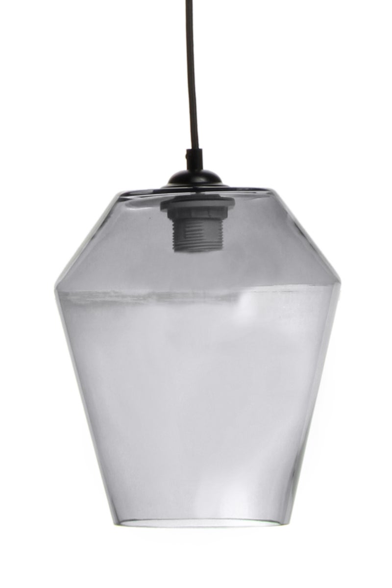 Design Glas Pendelleuchte Grau, Hängelampe Glaskugel 30 cm | Wohnzimmer Esszimmer Leuchte