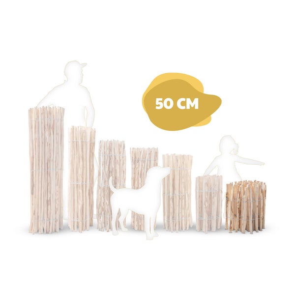 Staketenzaun Haselnuss Höhe 50 cm, Länge 5 Meter, Lattenabstand 3-5 cm