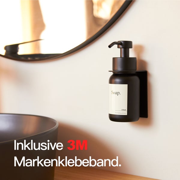 Designfabrik Hamburg Seifenspender mit Wandhalter ohne Bohren Schwarz 250ml