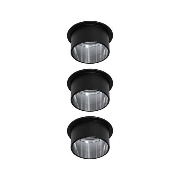 LED Einbauleuchte 3-Step-Dim Gil Coin Basisset IP44 rund 68mm Coin 3x6W 3x470lm 230V dimmbar 2700K Schwarz matt, Eisen gebürstet