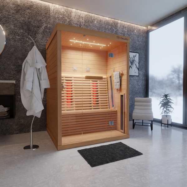 Dewello® Infrarotkabine Infrarotsauna PALERMO 135cm x 120cm inkl. 6 Vollspektrumstrahler, 2 Karbonstrahler, LED