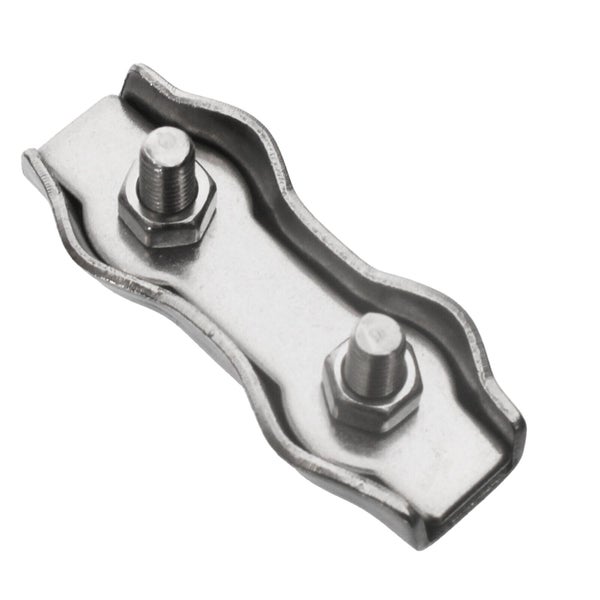 Drahtseilklemme aus Metall mit zwei Schrauben zur Fixierung von Drahtseilen