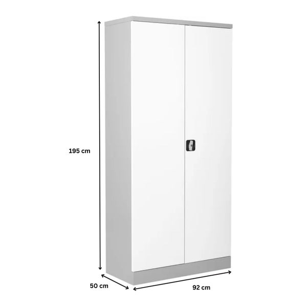 PROREGAL Stahlschrank Bee 6 Fachböden HxBxT 195 x 92 x 50 cm Pulverbeschichtetes & Verstärktes Fachbodenmaterial Grau & Weiß