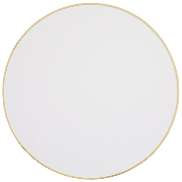 Runde LED-Deckenleuchte mit schmalem goldfarbenem Rahmen und weißem Diffusor.