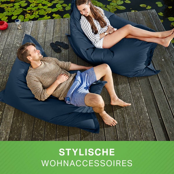 Green Bean Sitzsack 120x160cm 270 Liter Kinder & Erwachsene Bean Bag EPS Perlen Füllung Riesensitzsack Groß Draußen Outdoor Liegekissen Waschbar Wetterfest Lounge Sitzkissen Bodenkissen Dunkelblau