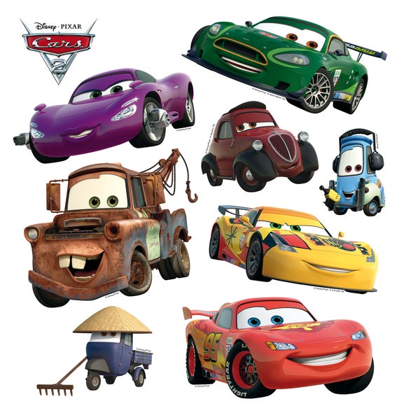 Disney Wandtattoo Cars Grün, Gelb und Rot - 30 x 30 cm - 600220