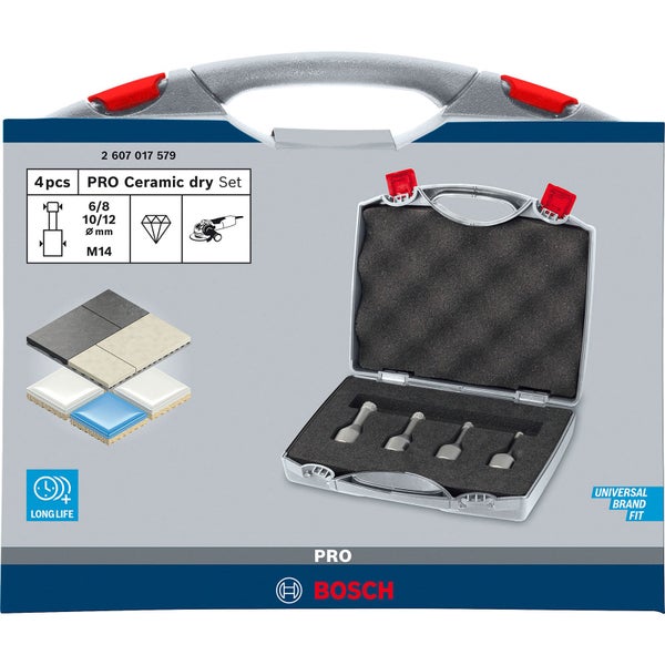 Bosch Pro Keramik Trockenbohrer Set mit vier Teilen im Koffer