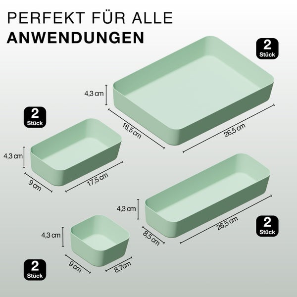 VMbathrooms Schubladen Organizer Set für jeden Bedarf | Praktische Schreibtisch Sortierboxen | Schubladentrenner – Ihr idealer Ordnungshelfer im Alltag für Büro & Haushalt (Grün)