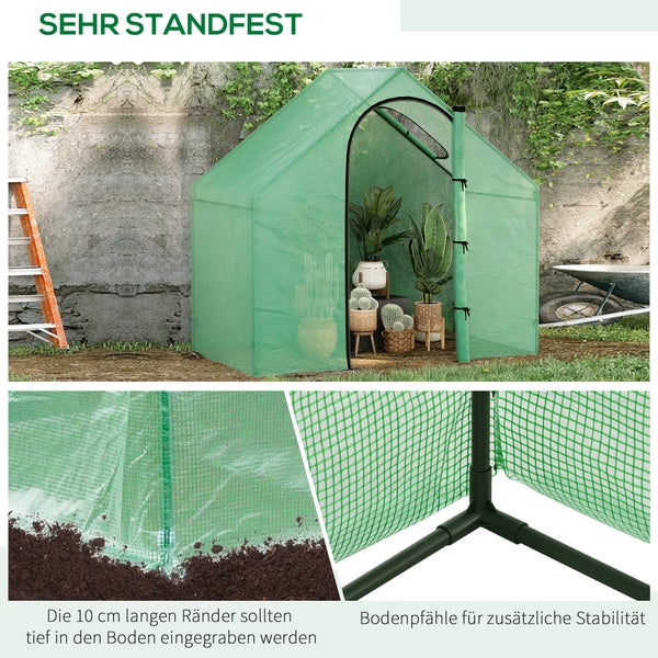Outsunny Foliengewächshaus, Tomatengewächshaus,  180 x 100 x 168 cm,  Stahl,PVC-Kunststoff, Grün