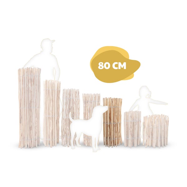 Staketenzaun Haselnuss Höhe 80 cm, Länge 5 Meter, Lattenabstand 7-9 cm