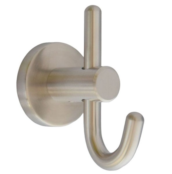 Wandhaken aus gebürstetem Edelstahl mit runder Montageplatte und T-förmigem Design zur Befestigung von Handtüchern oder Bademänteln.