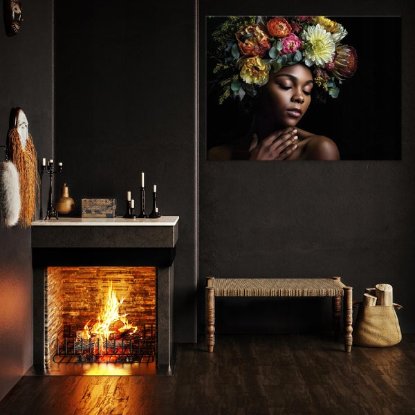 Leinwandbild Frau Blumen Schlafzimmer Wohnzimmer Bilder 120x80 cm