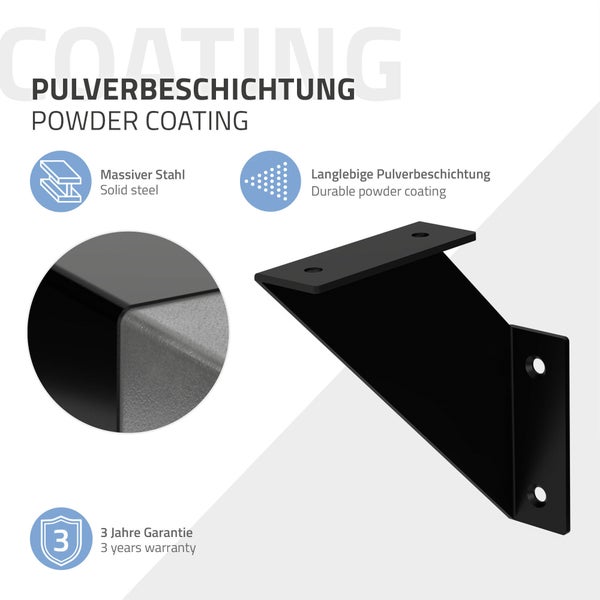 ML-Design 8 Stück Regalhalterung 15 cm, Schwarz, Metall, Dreieckige Regalhalterungen, Schwebende Regalwinkel, Wandmontage, 90° Wandhalterung, Regalträger Wandregal Wandkonsole Hängeregal Regalstütze