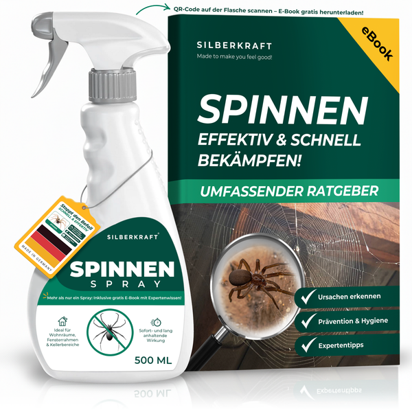Spinnenspray von Silberkraft mit E-Book Ratgeber zur Spinnenbekämpfung