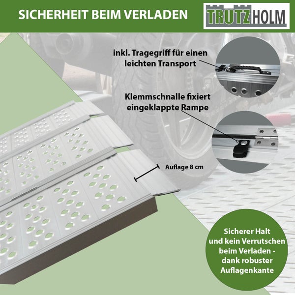 Tragbare Aluminiumrampe mit Tragegriff und Verriegelung für sicheren Transport