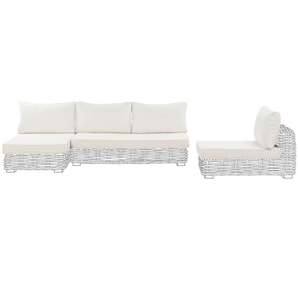 Gartenlounge aus Rattan mit Polster