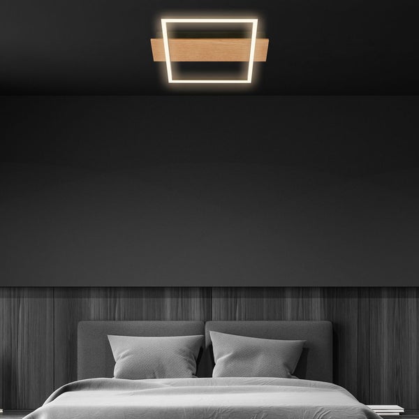 LED Deckenlampe Holz Deckenleuchte Wohnzimmer Schlafzimmer Warmweißes Licht
