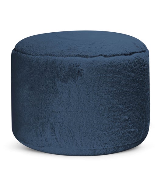 mokebo Pouf XL aus Kunstfell 'Der Flauschige', flauschiger Fußhocker oder Sitzpouf in Faux fur in Blau, auch als Beistelltisch oder Fußhocker in Felloptik in 40x60 cm mit EPS-Perlen Füllung