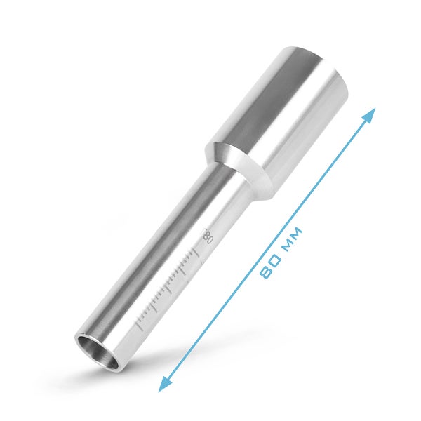 Metall Torx T80 Bit mit einer Länge von 80 Millimeter und einer Skala auf dem Schaft.