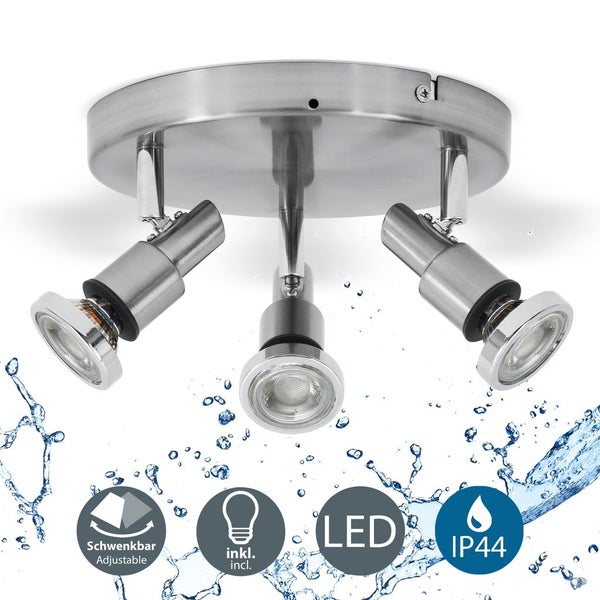 Deckenstrahler - 14,4W, 1200lm, LED, schwenkbar, IP44, warmweiß, matt-nickel