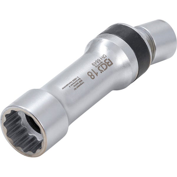 BGS Zündkerzen-Gelenkeinsatz Zwölfkant mit Haltefeder Antrieb Innenvierkant 10 mm (3/8) SW 18 mm - 6849