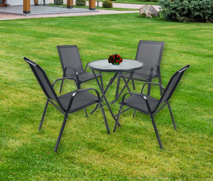 5tlg Balkonset Gartenmöbel Stapelstühle Set Sonlas