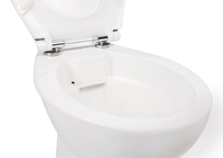 Calmwaters® Spülrandloses Stand WC mit 7 cm Erhöhung im Set mit WC Sitz mit Absenkautomatik und Spülkasten, 99000187