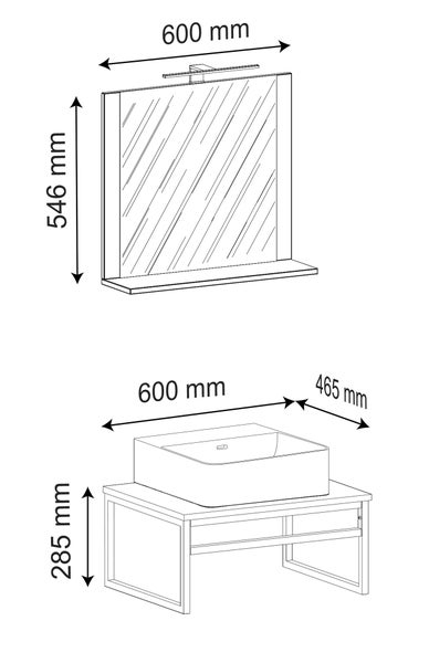 3-tlg. Waschtisch Badmöbel Waschbecken Bitila 60