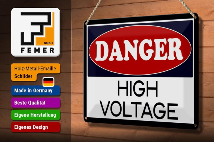 Blechschild Hinweis 30x20cm Danger high voltage