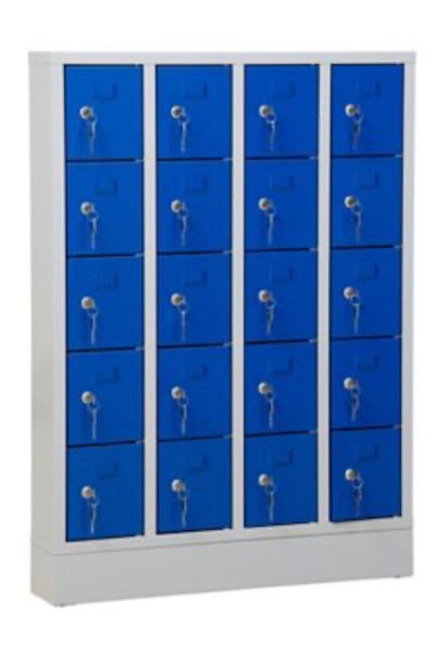 PROREGAL Schließfachschrank Seagull 20 Fächer HxBxT 110 x 80 x 15 cm Grau-Blau