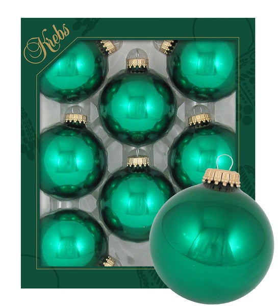 Smaragdgrün glänzend 7cm Glaskugeln uni, 8 Stck., Weihnachtsbaumkugeln, Christbaumschmuck, Weihnachtsbaumanhänger