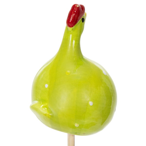 Keramik-Gartenstecker in Form eines Huhns