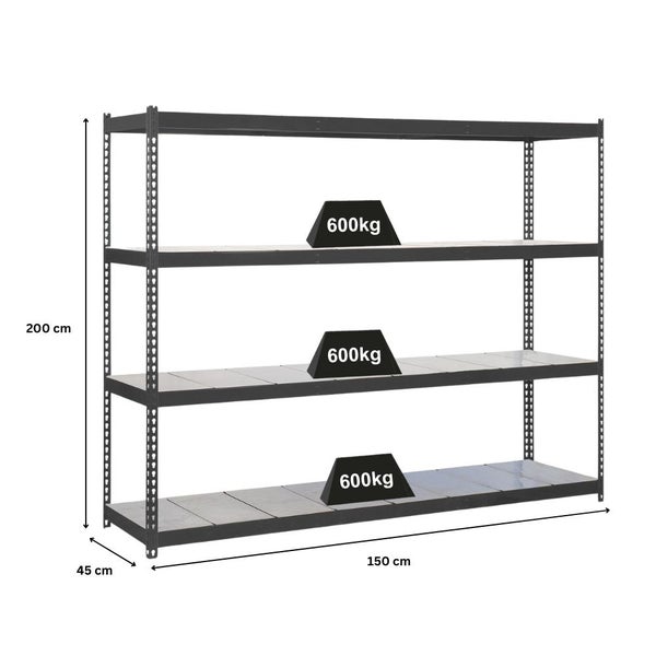 PROREGAL Schwerlastregal Metal Beast Four HxBxT 200 x 150 x 45 cm Fachlast 600 kg Anthrazit